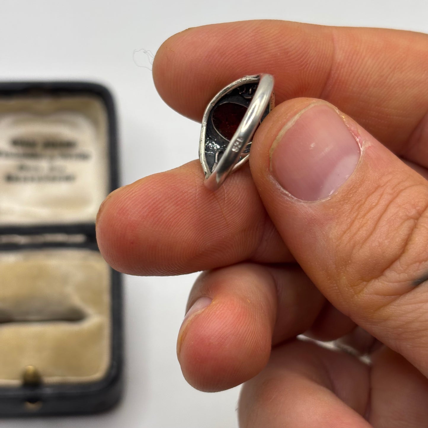 Silver Amber Ring