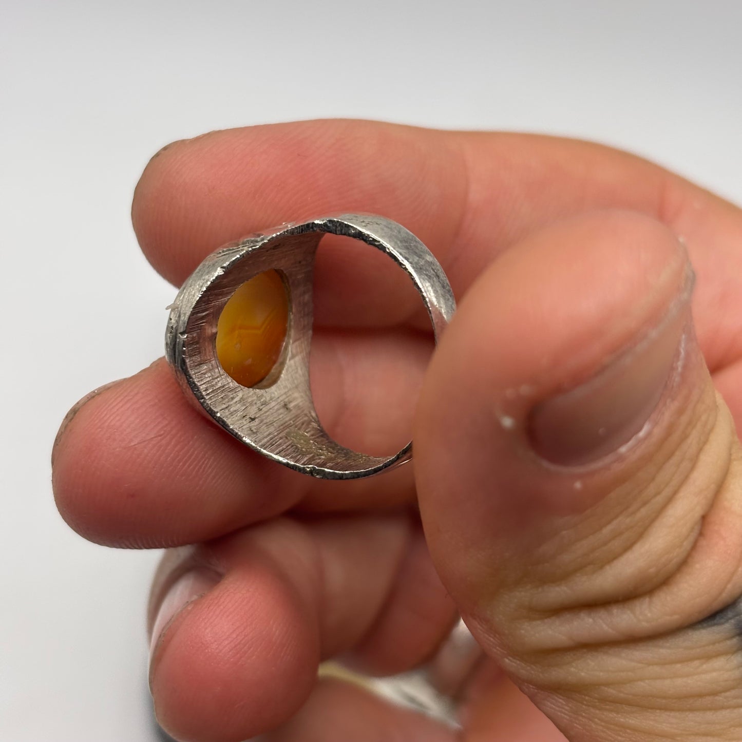 Silver Agate Signet Ring