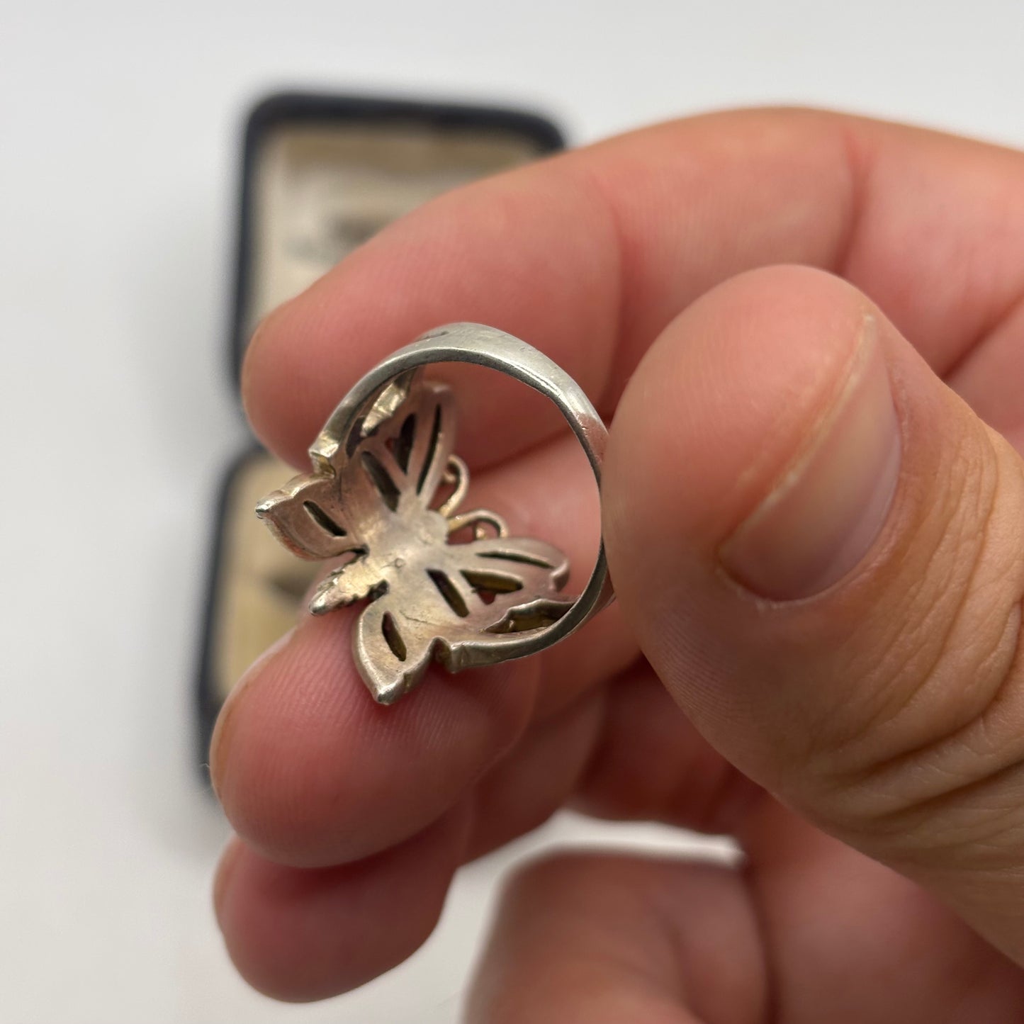 Silver Marcasite Butterfly Ring (N)