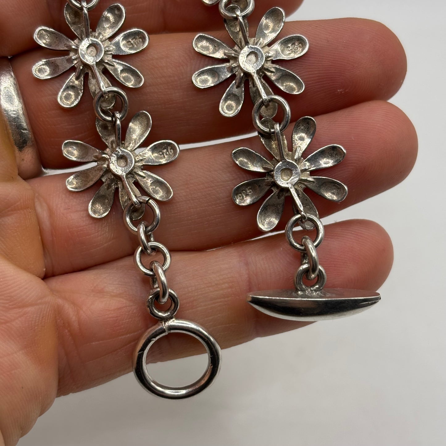 Silver 7” Heavy Daisy Link Bracelet