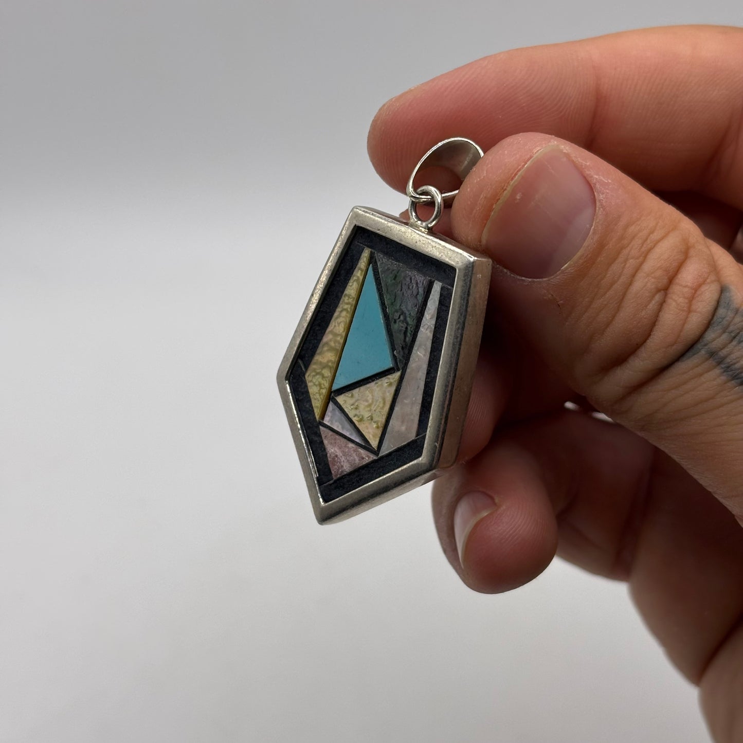 Silver Unusual Inlayed Pendant