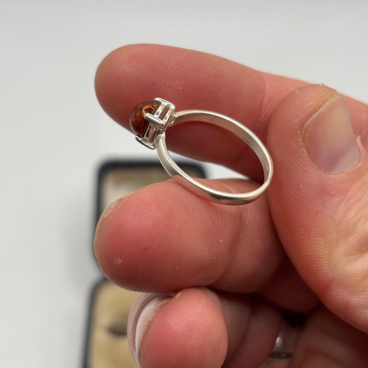 Silver Amber Ring (P)