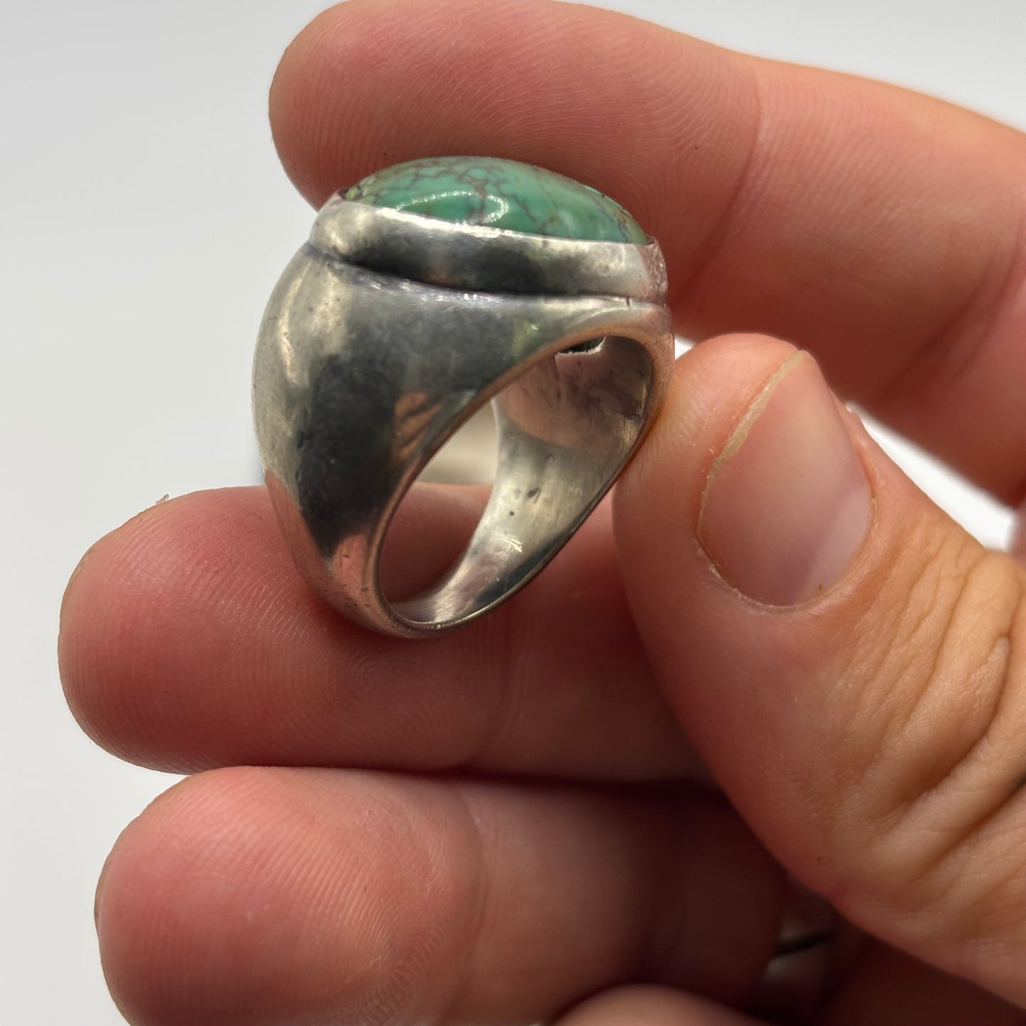 Silver Heavy Turquoise Ring (Q)