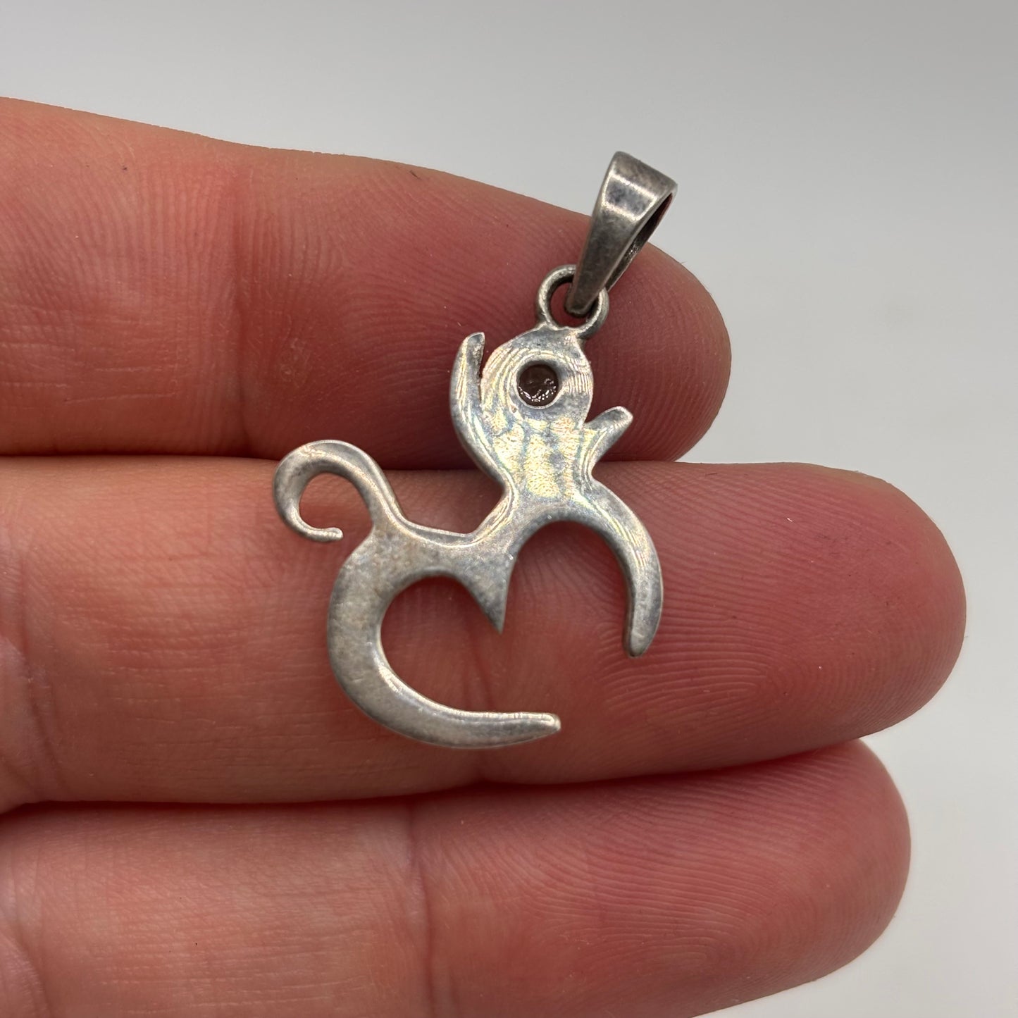 Silver Peridot Om Pendant