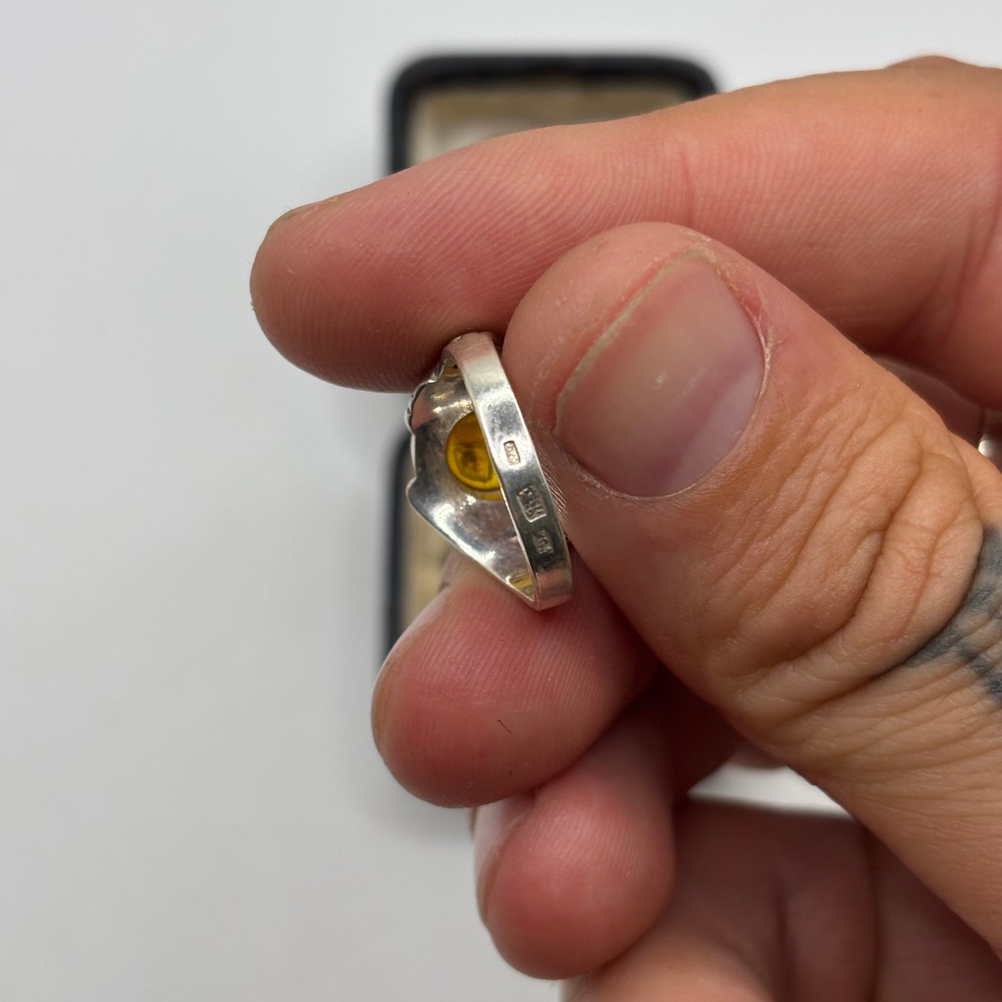 Silver Amber Ring