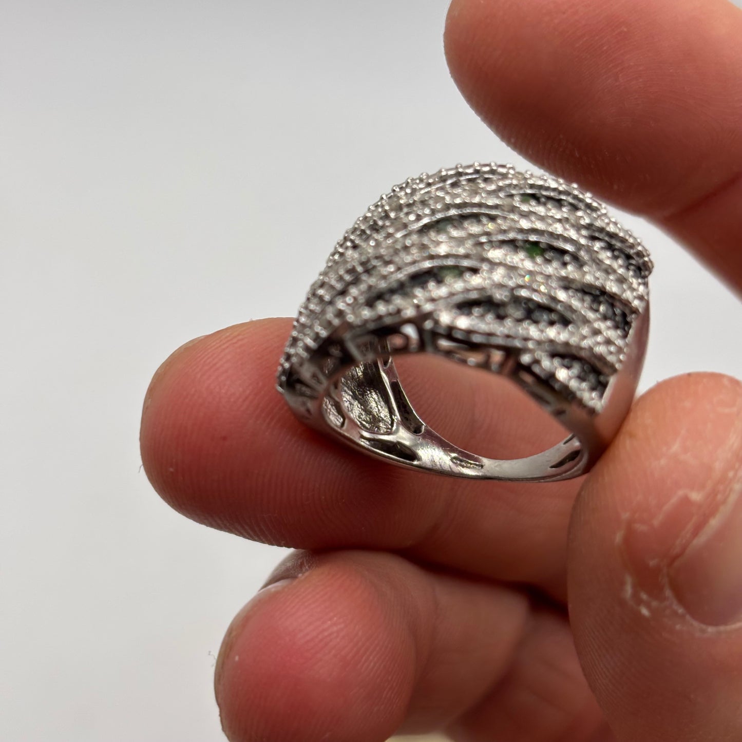 Silver Black & White CZ Ring