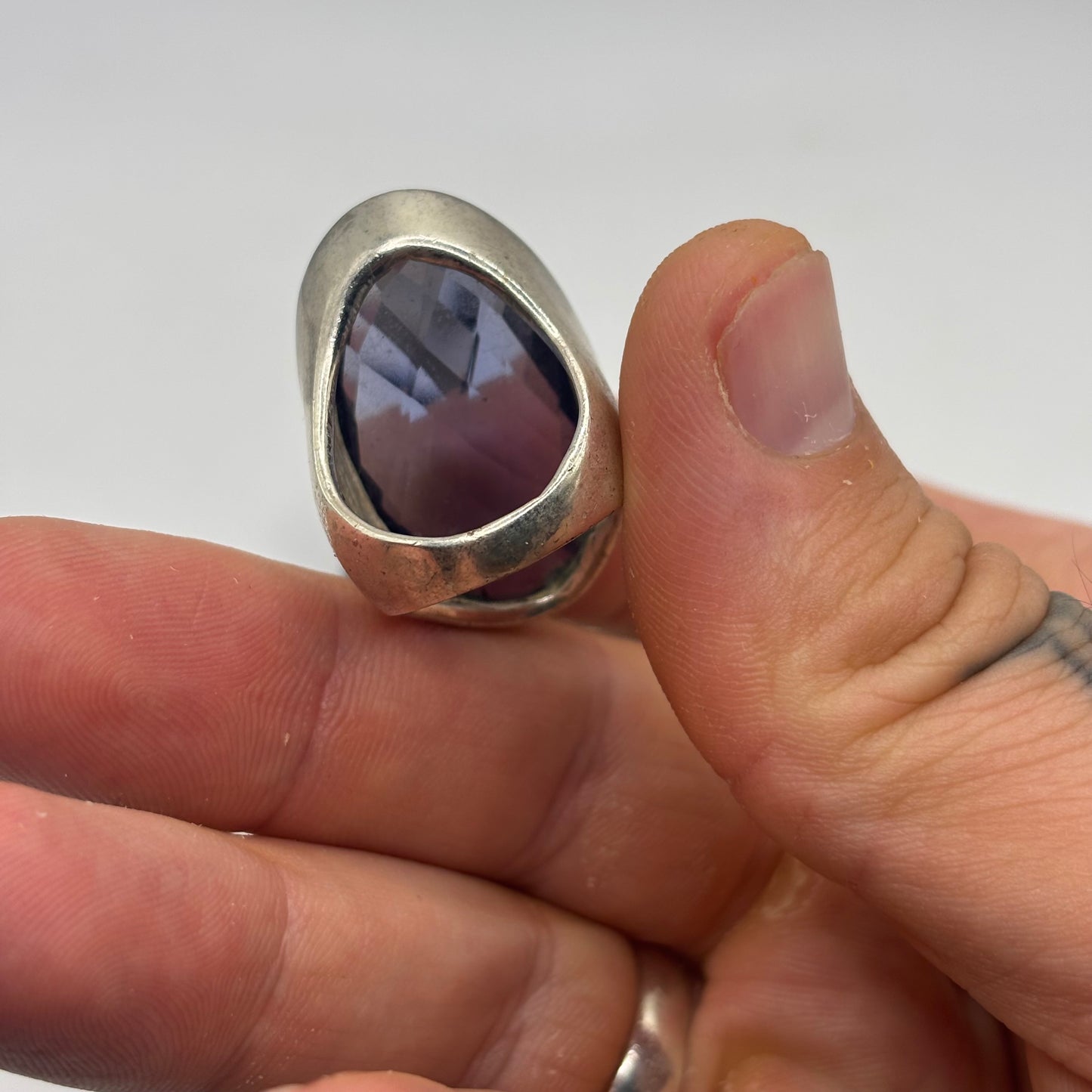 Silver Amethyst Faceted Ring