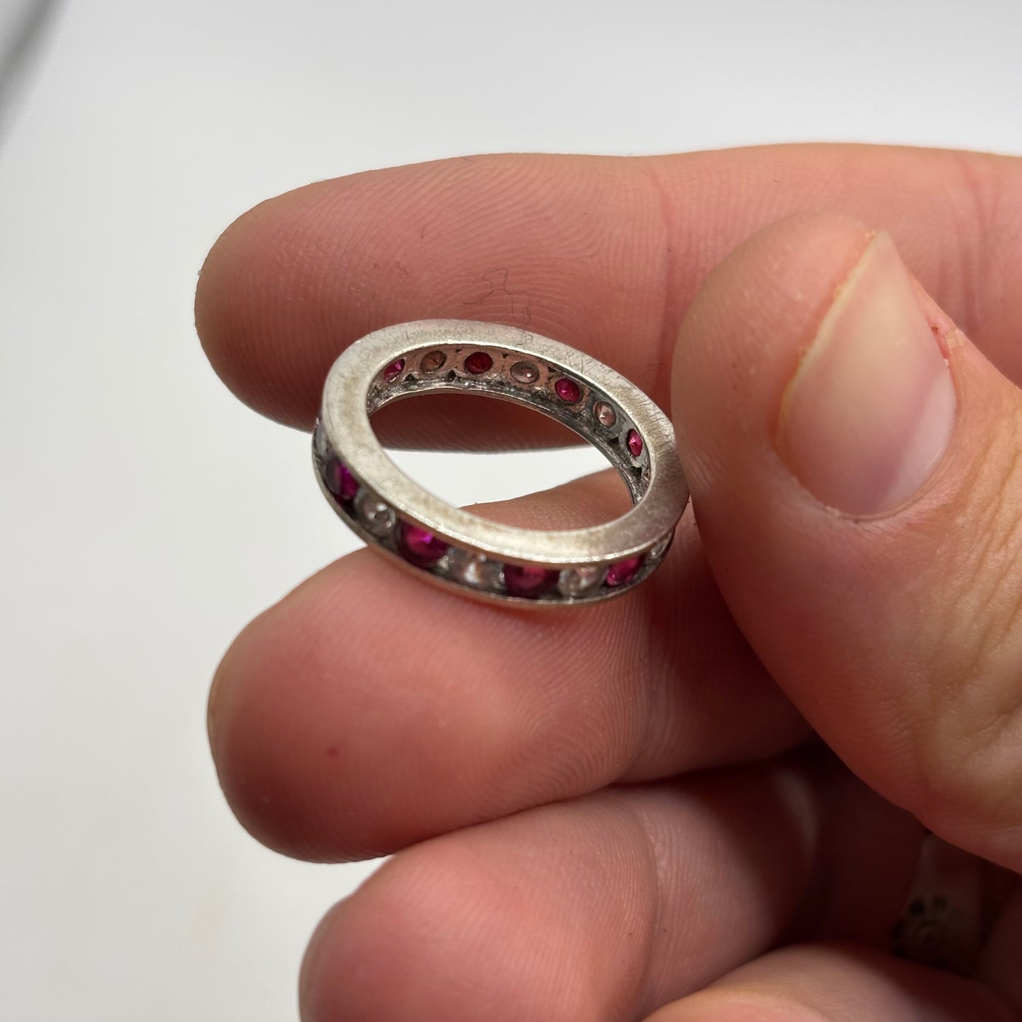 Silver Pink & White CZ Eternity Ring (K)