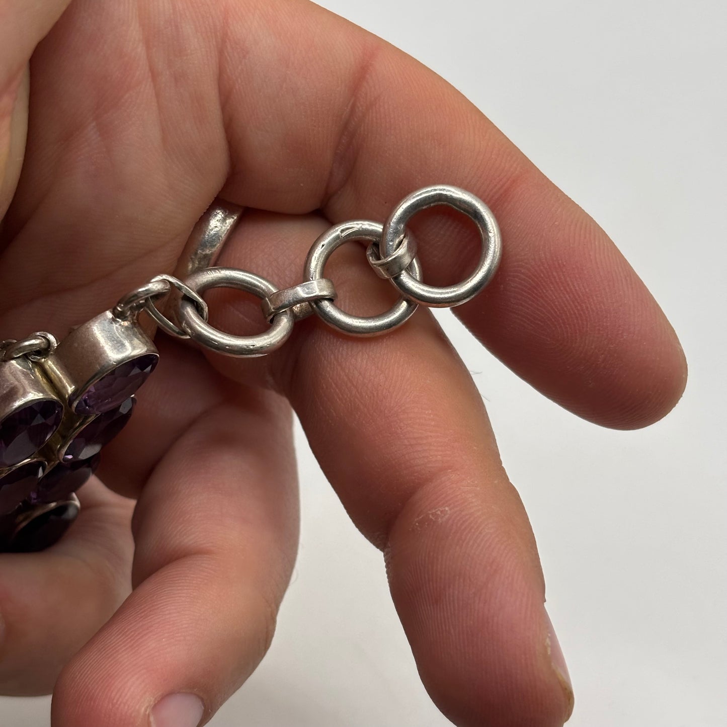 Silver 6”-7.5” Incredible Amethyst Bracelet