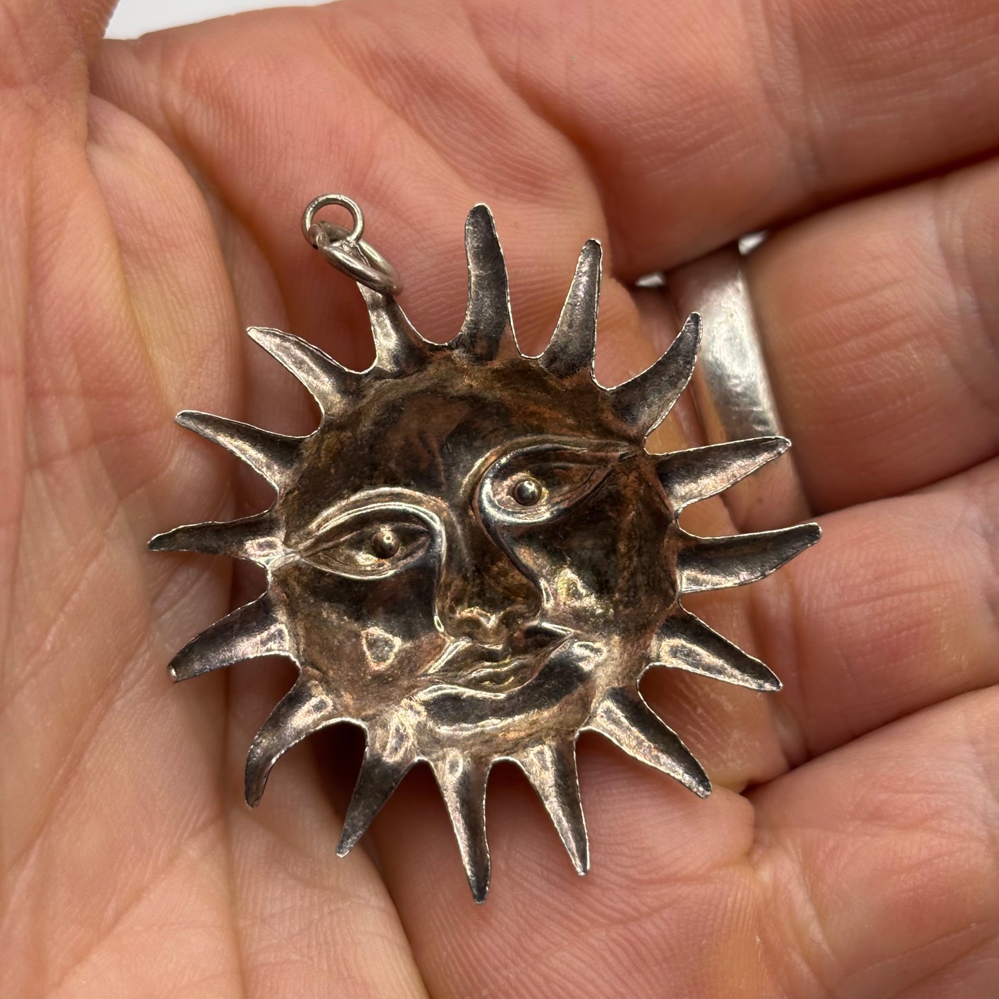 Silver Sun Face Pendant