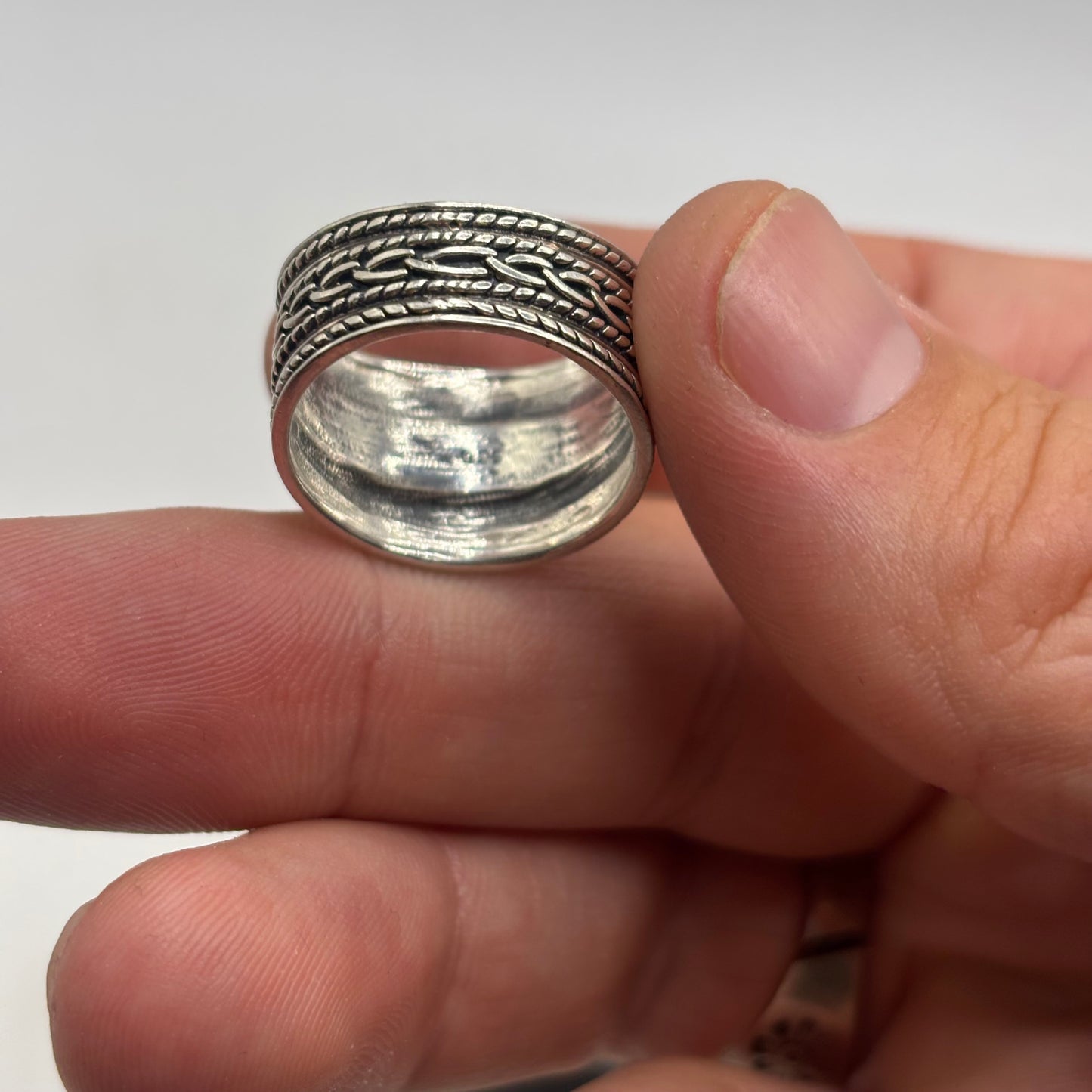 Silver Detailed Band Ring (R)