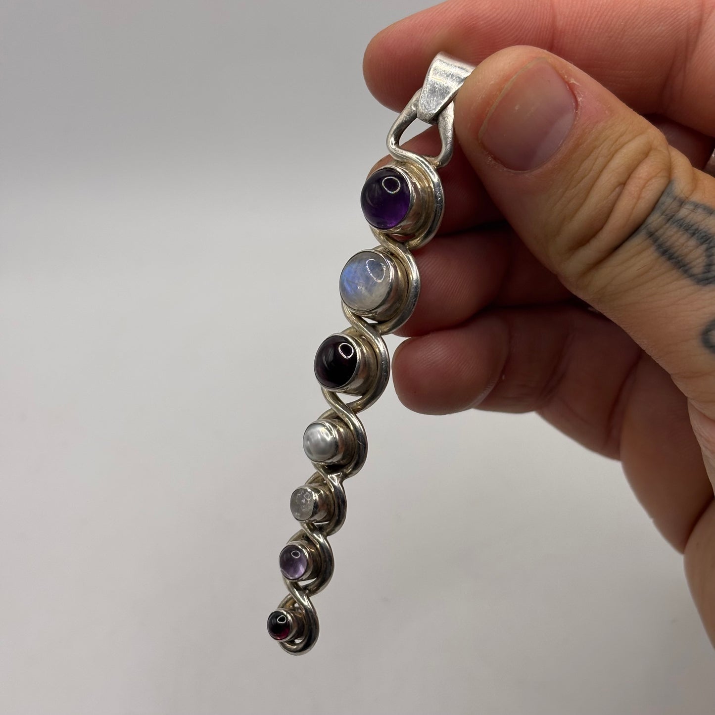 Silver Moonstone Mixed Gem Pendant