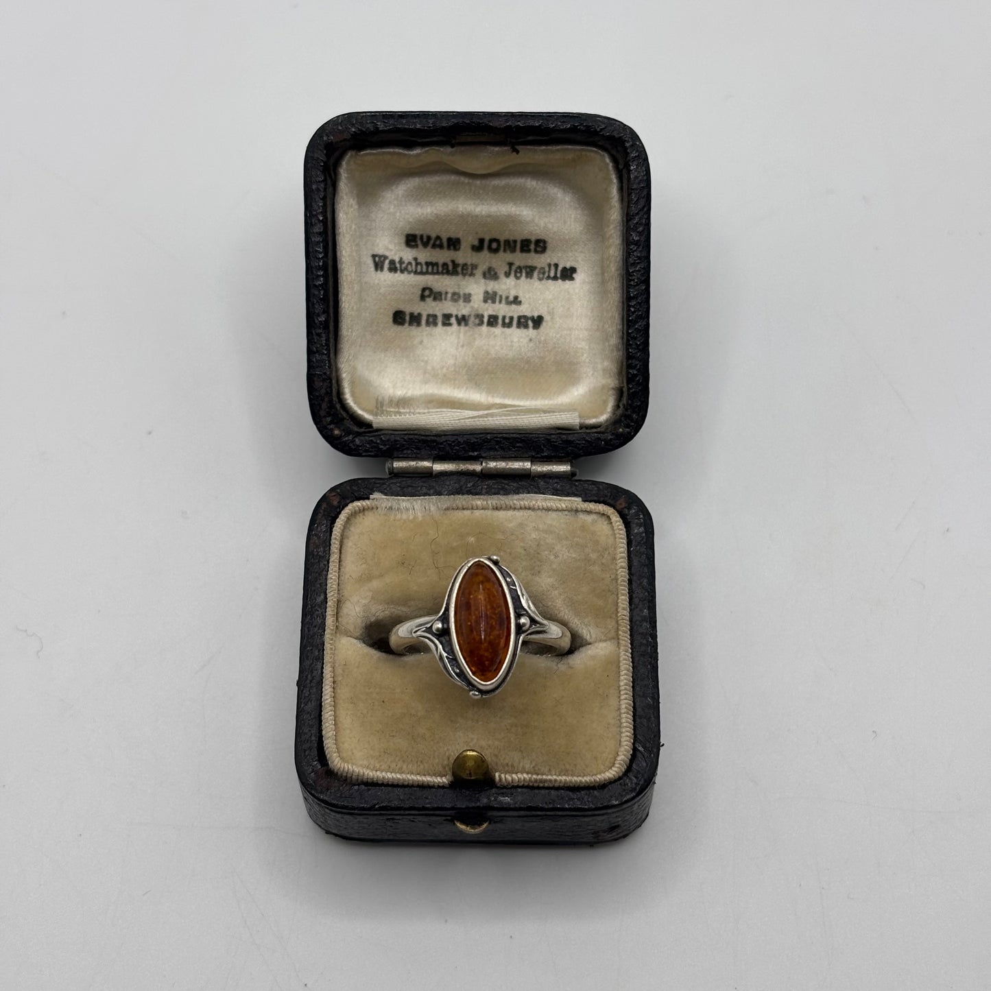 Silver Amber Ring