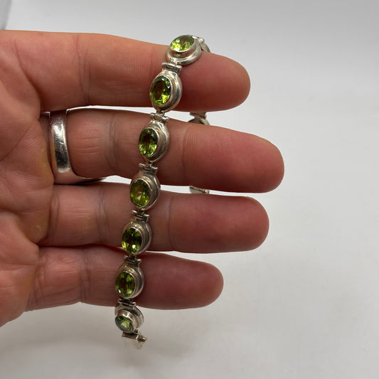 Silver 6.5” Peridot Bracelet