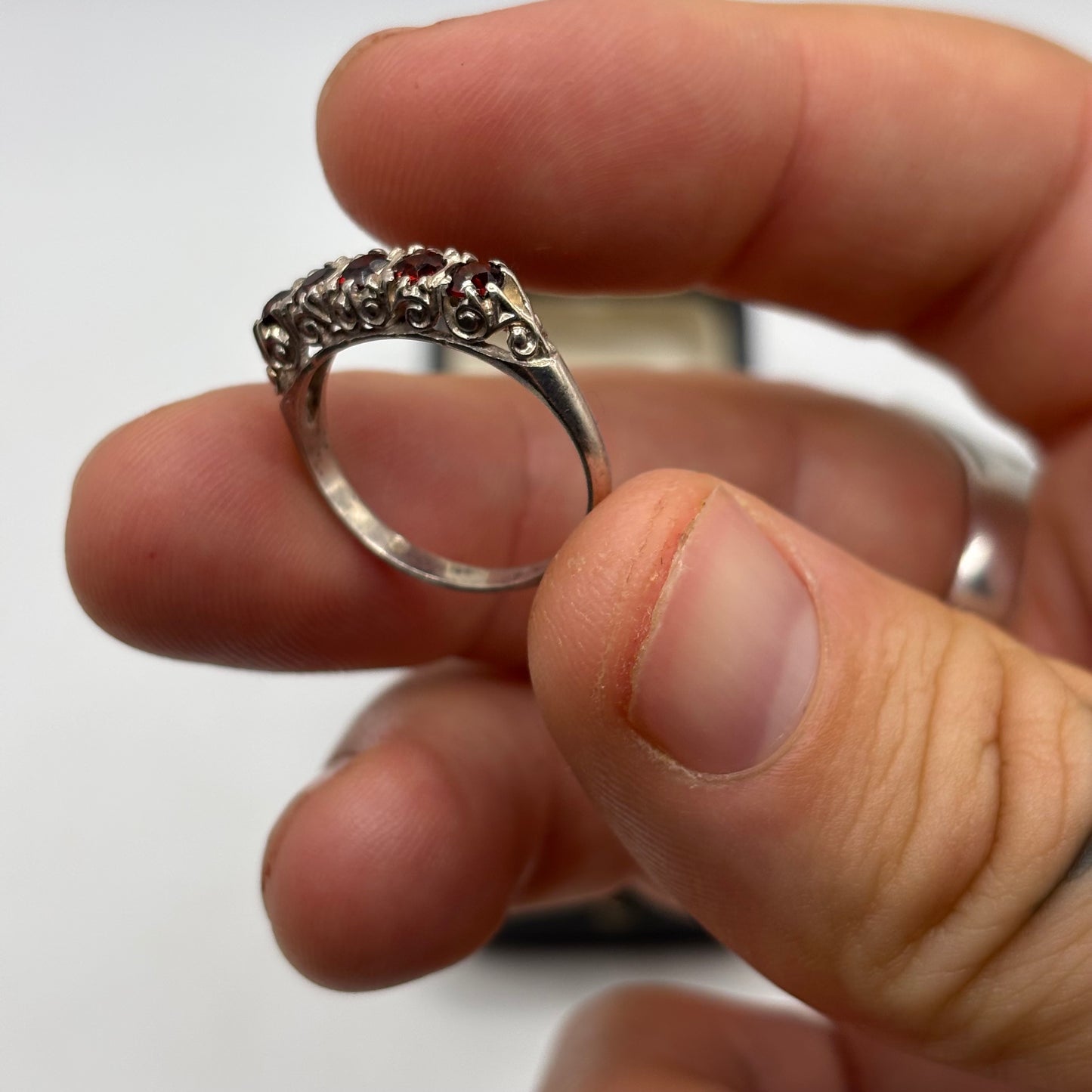 Silver Vintage Garnet Ring