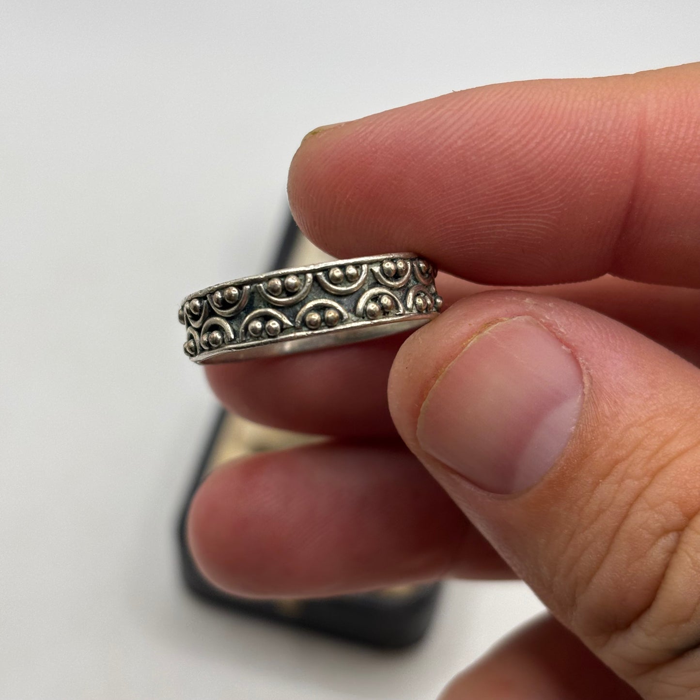 Silver Detailed Band Ring (S)