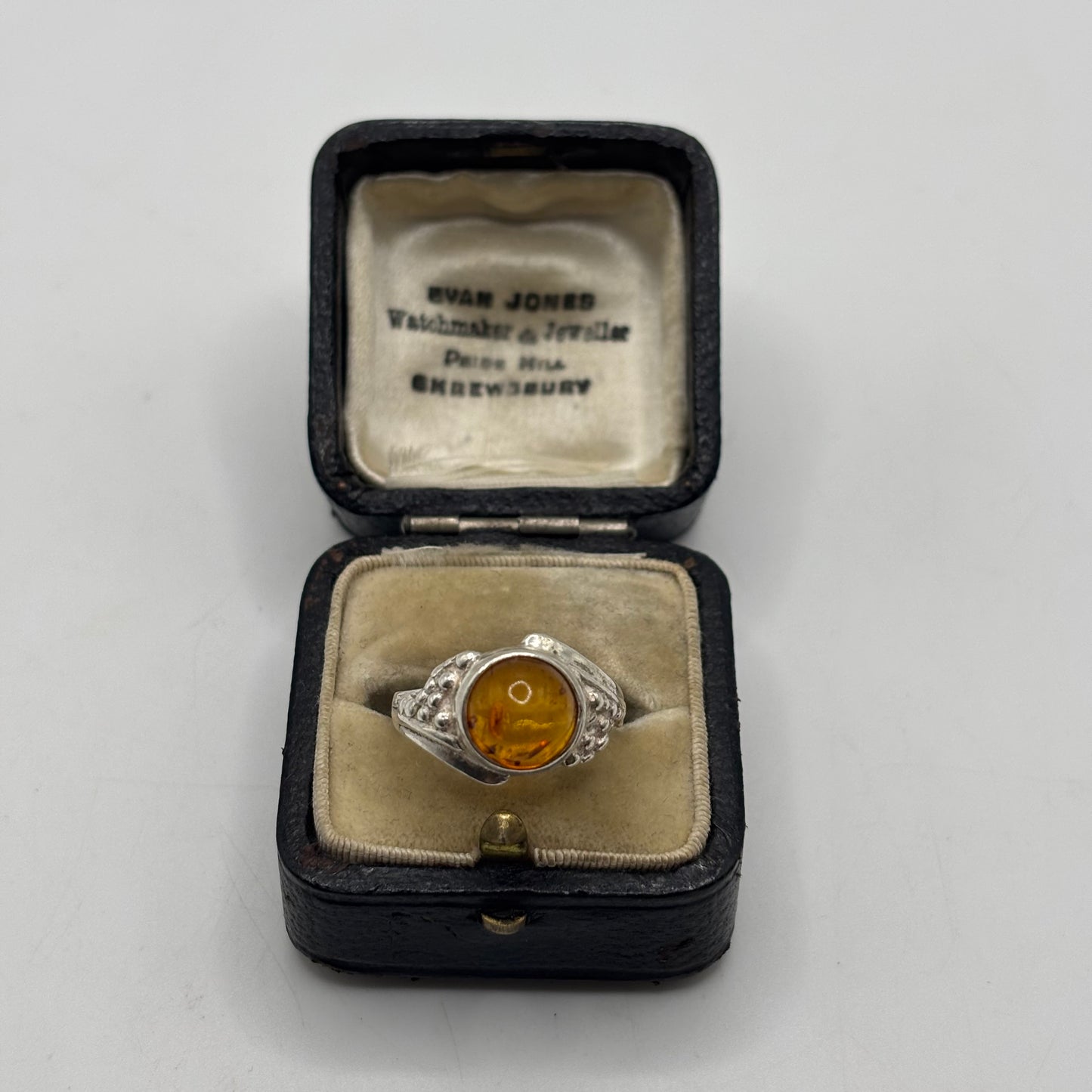 Silver Amber Ring