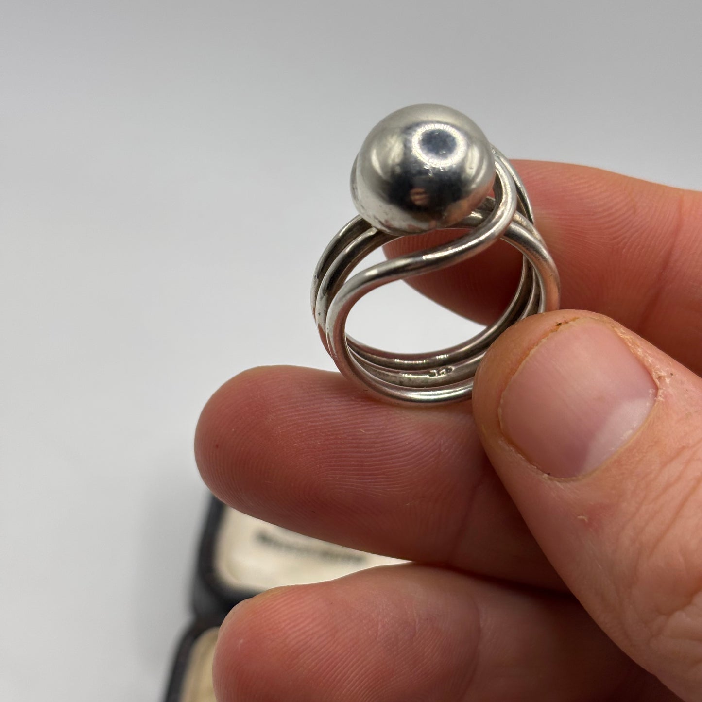 Silver Abstract Ball Ring