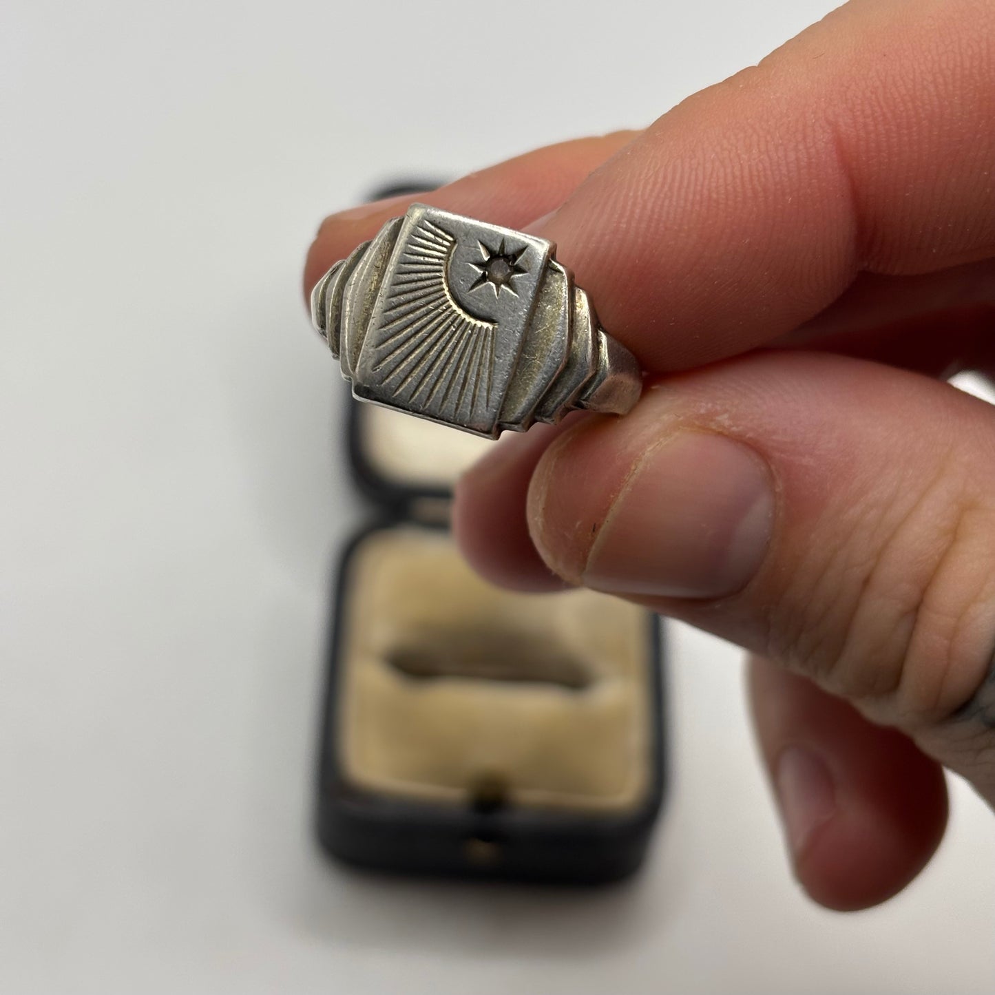 Silver Vintage Gold On Silver Signet Ring (R)