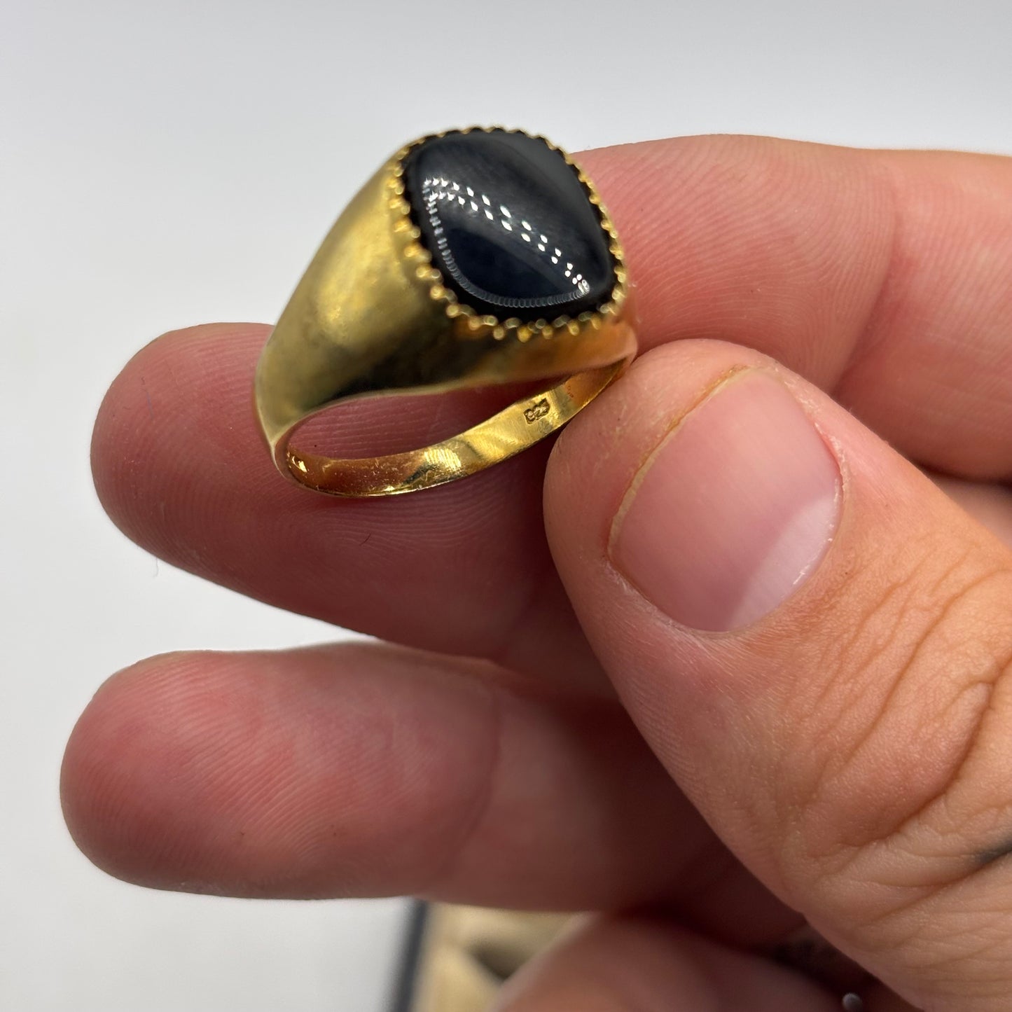 Silver Gold Plated Onyx Signet Ring (S)