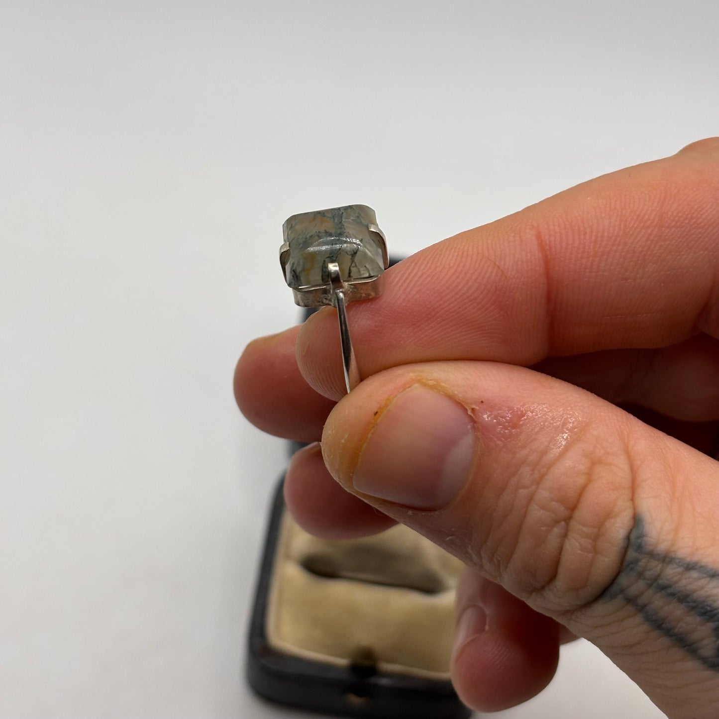 Silver Moss Agate Ring