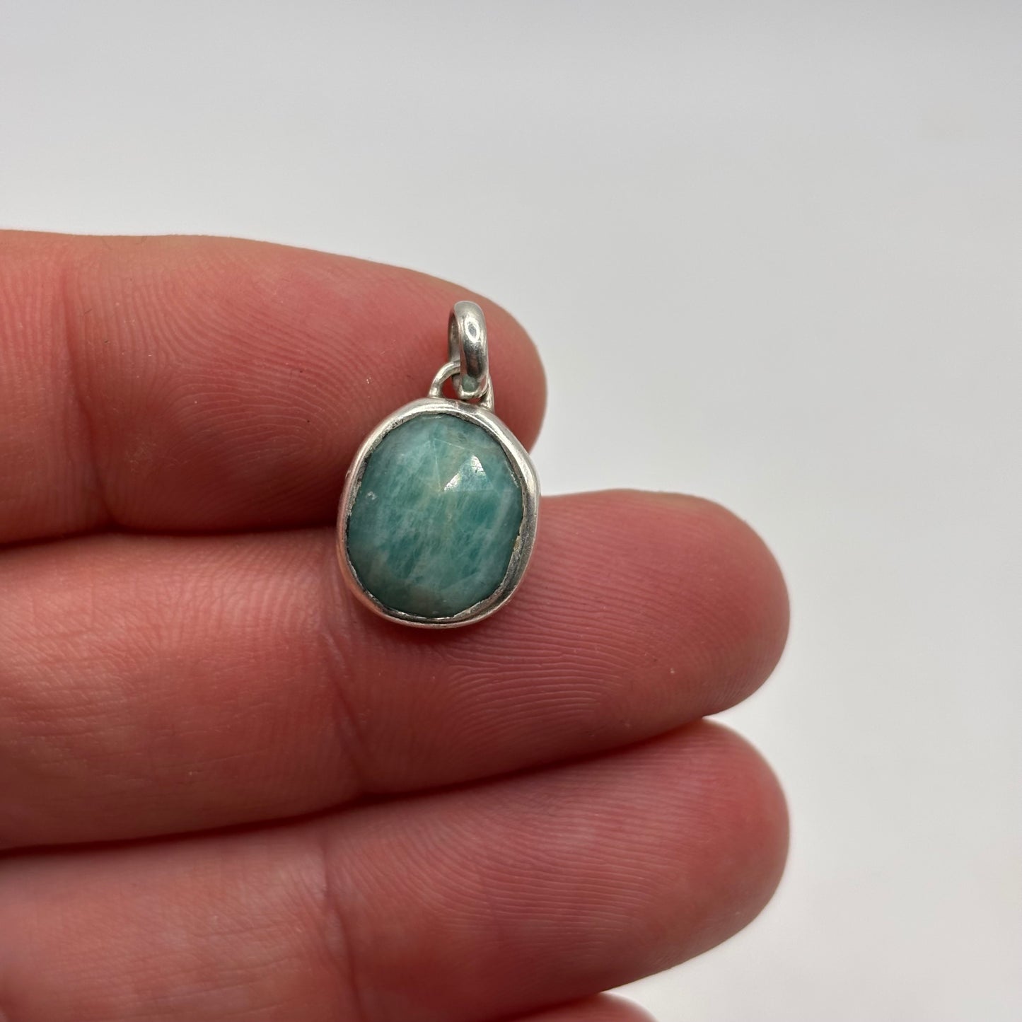 Silver Faceted Larimar Pendant