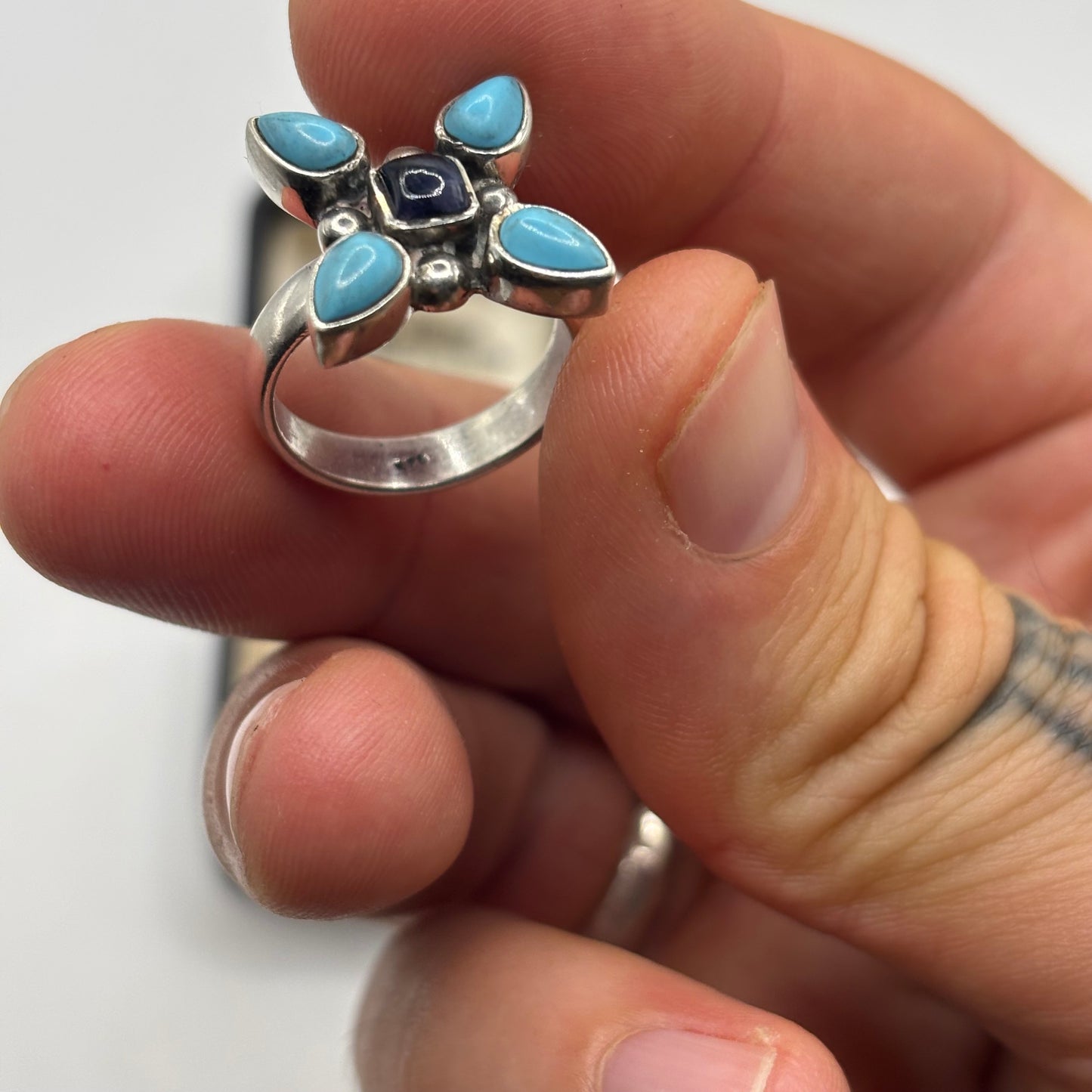 Silver Turquoise & Amethyst Ring