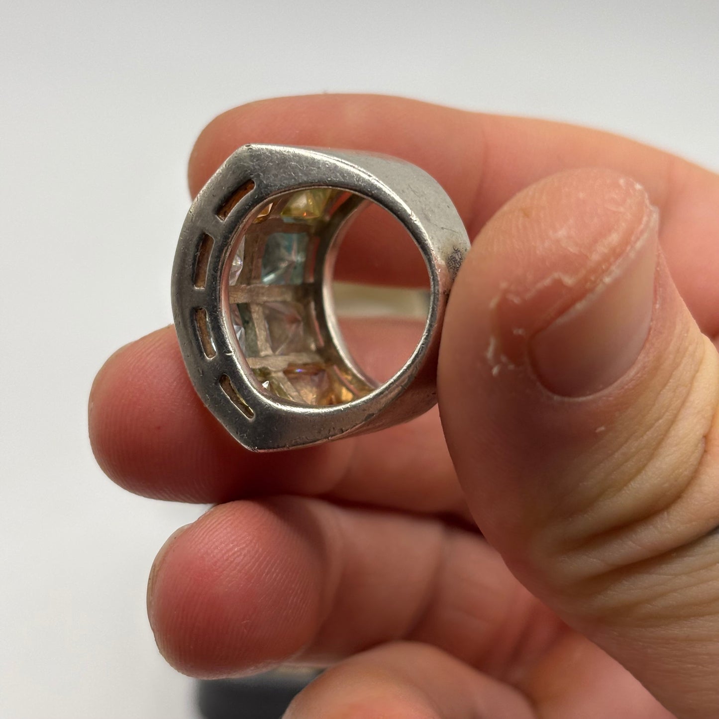 Silver Chunky Mixed Gem Ring