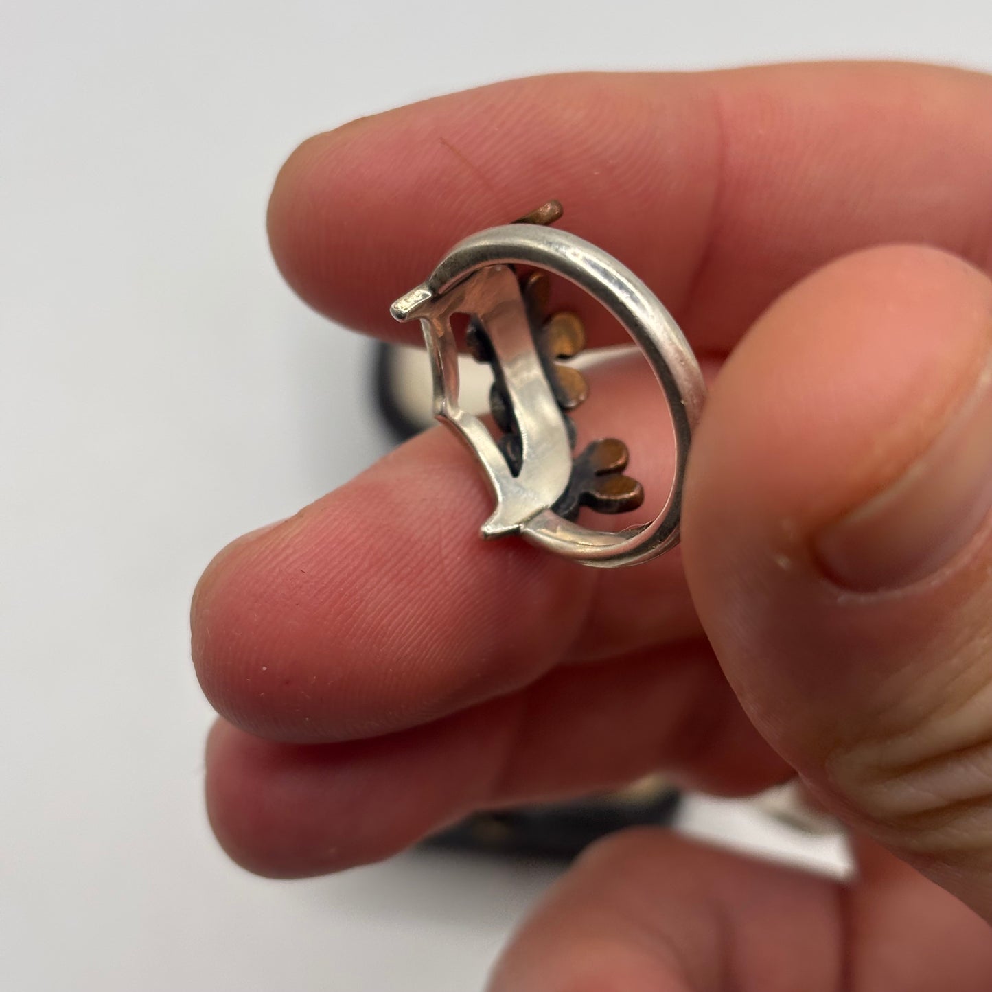 Silver & Copper Flower Ring