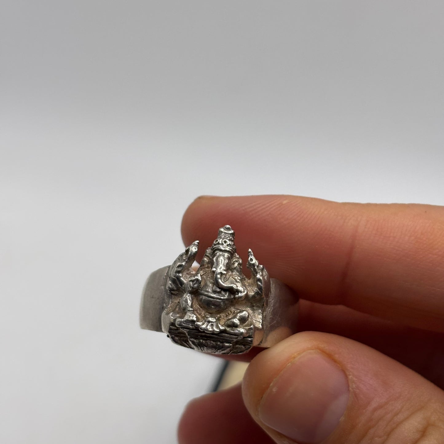 Silver Ganesh God Ring