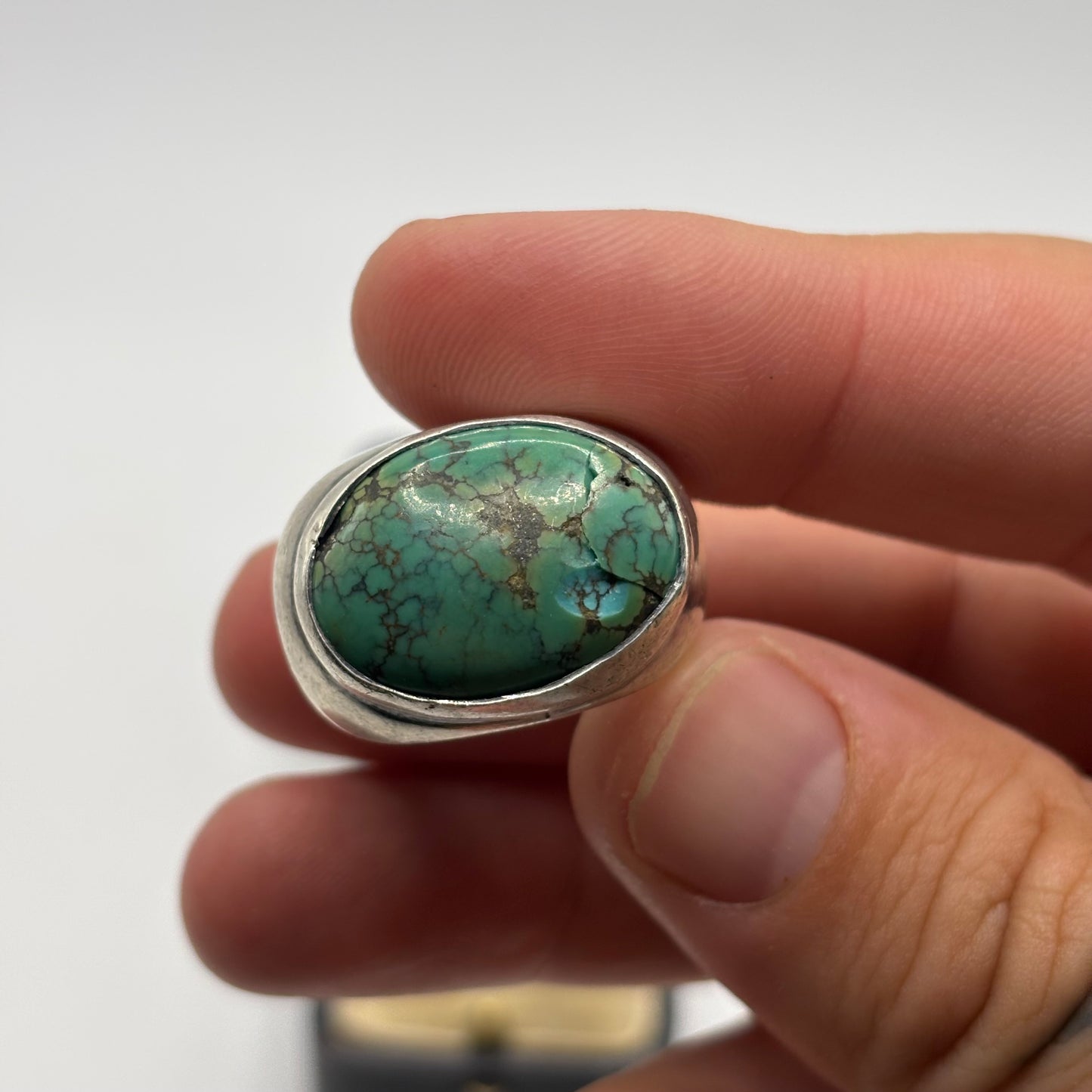 Silver Heavy Turquoise Ring (Q)