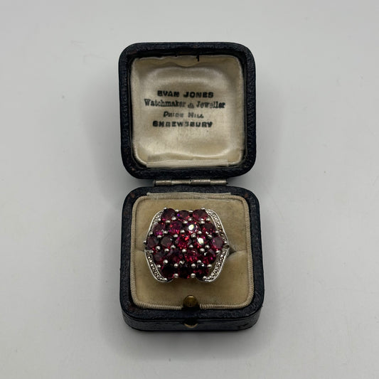 Silver Garnet & CZ Ring