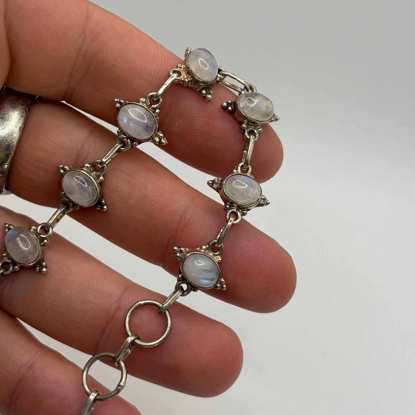 Silver 6”-8” Moonstone Bracelet
