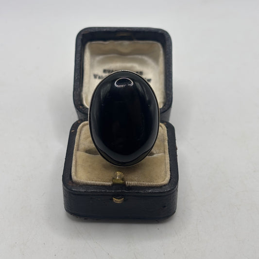 Silver Heavy Onyx Ring (Q)