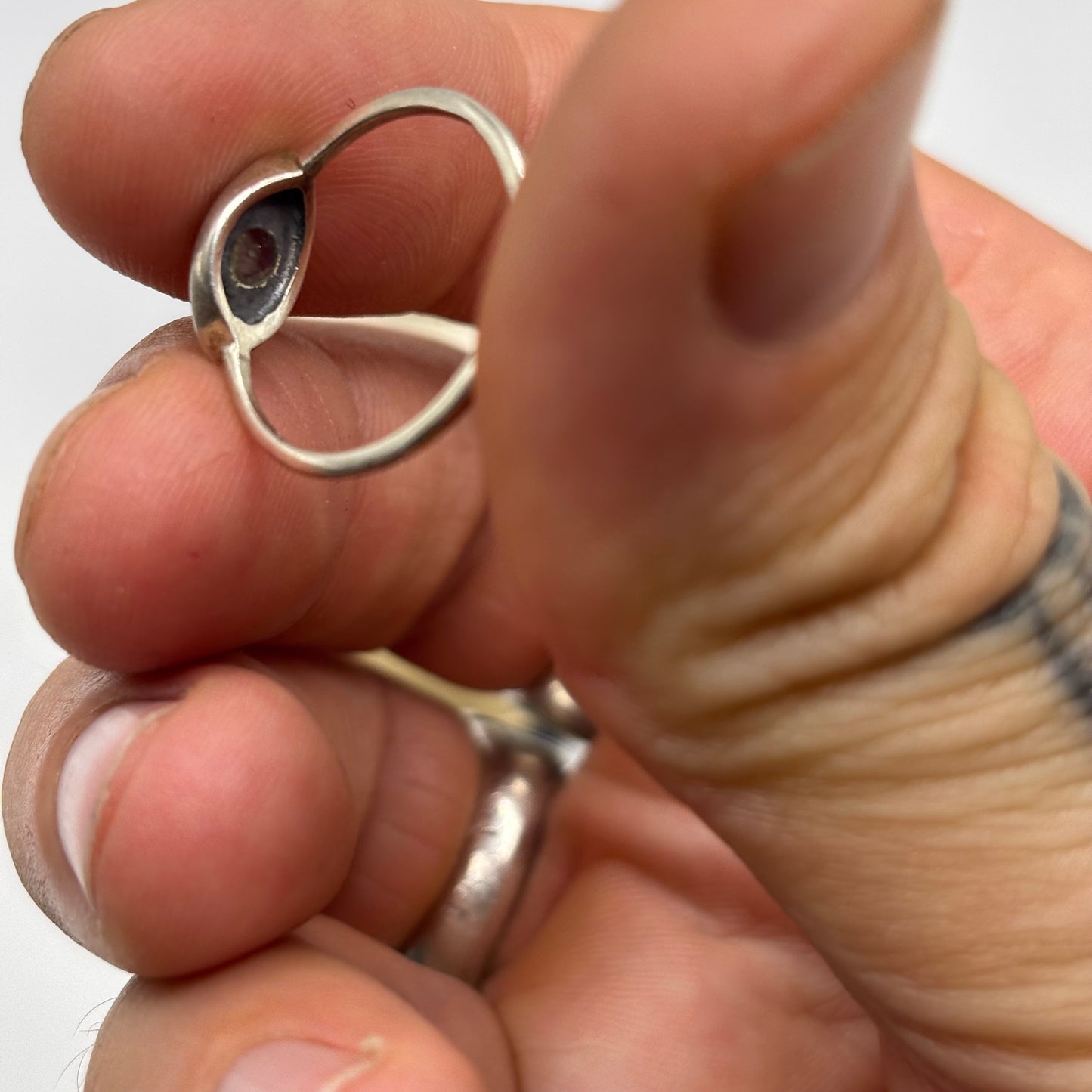 Silver Garnet Eye Ring