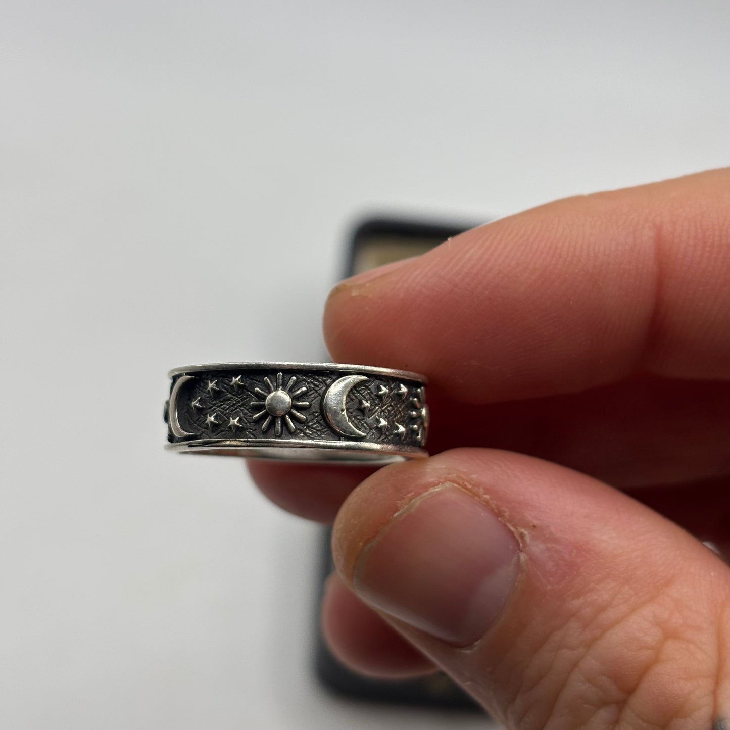 Silver Moon & Star Ring