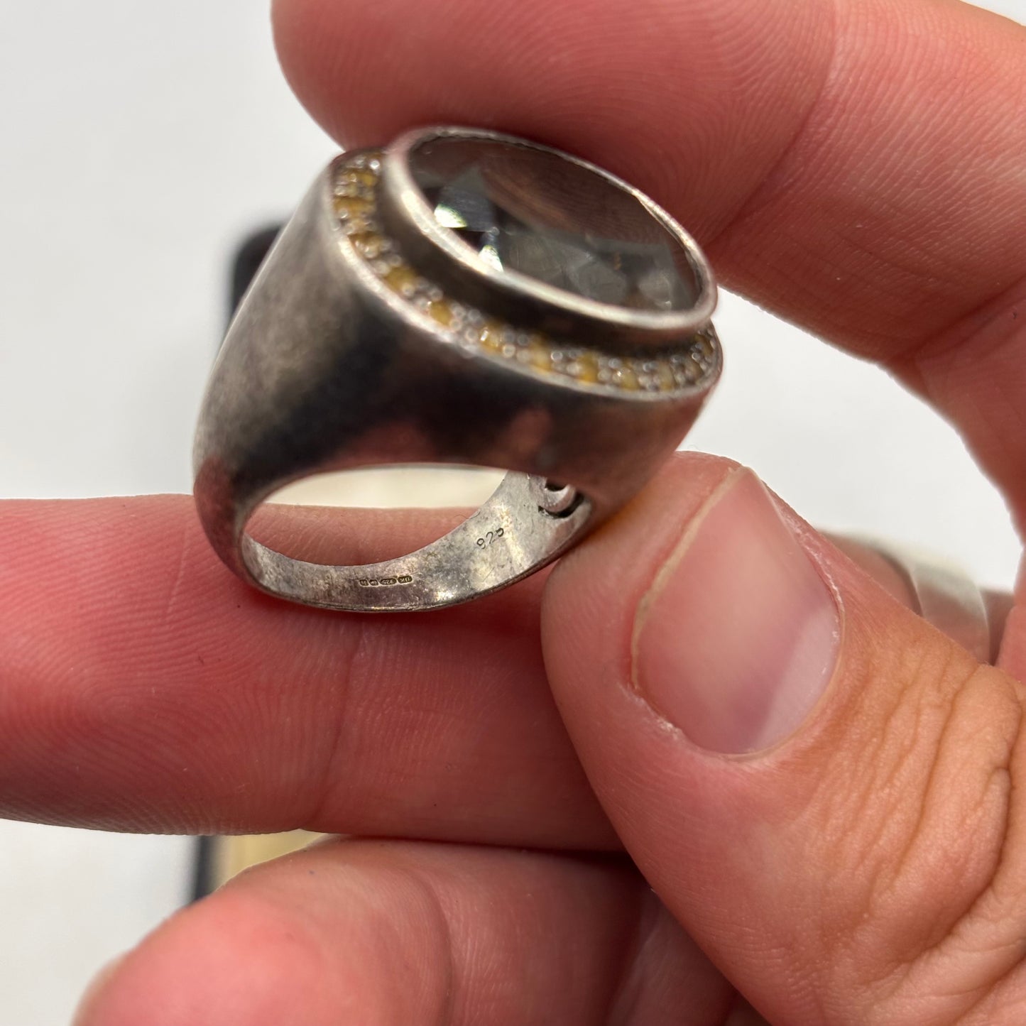 Silver Heavy Smokey Quartz Ring (N 1/2)