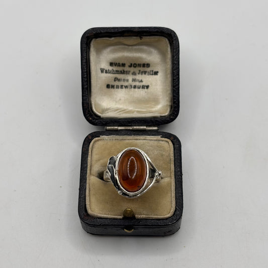 Silver Baltic Amber Ring
