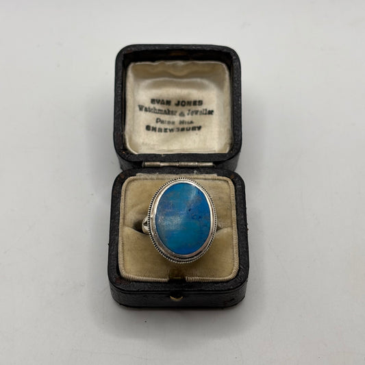 Silver Turquoise Oval Ring