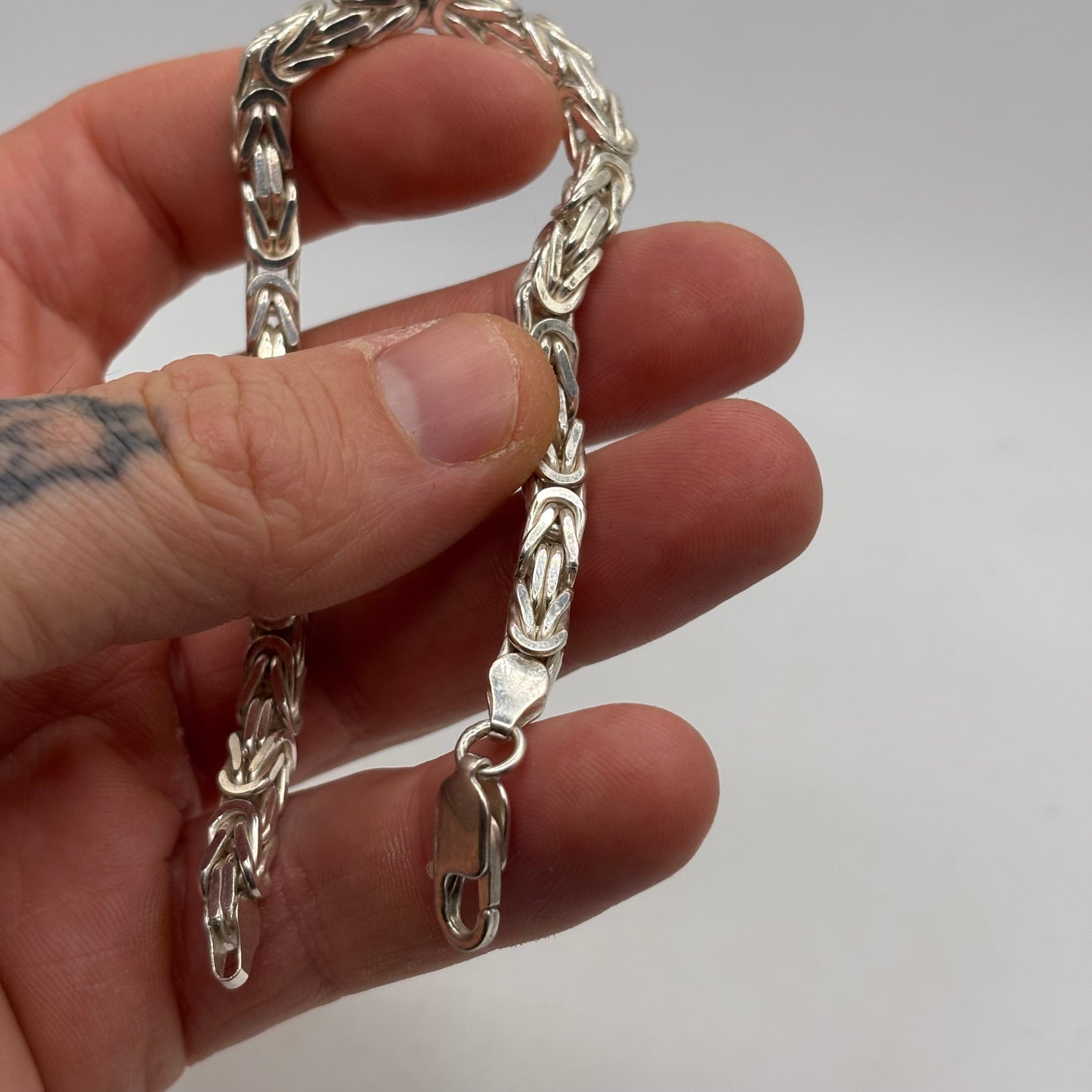 Silver Heavy 8.5” Byzantine Bracelet