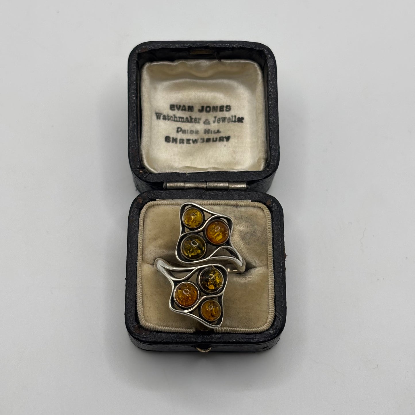 Silver Unusual Amber Ring (T)