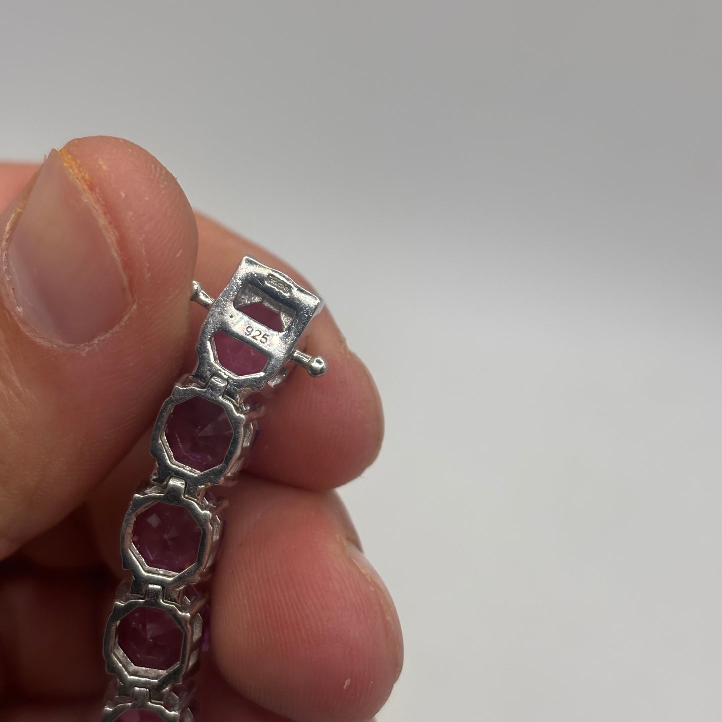 Silver 7.5” Pink Cubic Zirconia Bracelet