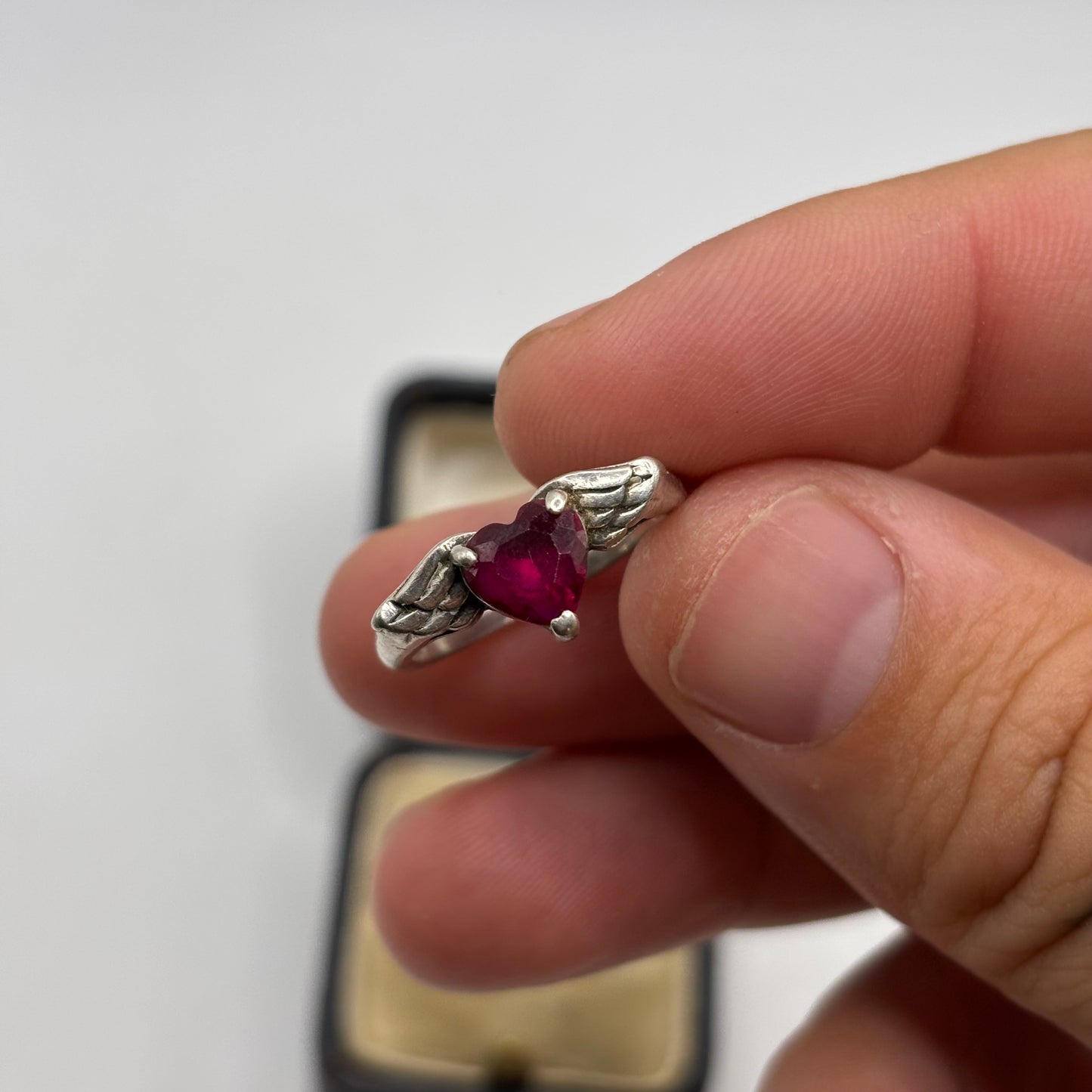Silver Pink CZ Wings Ring (O)