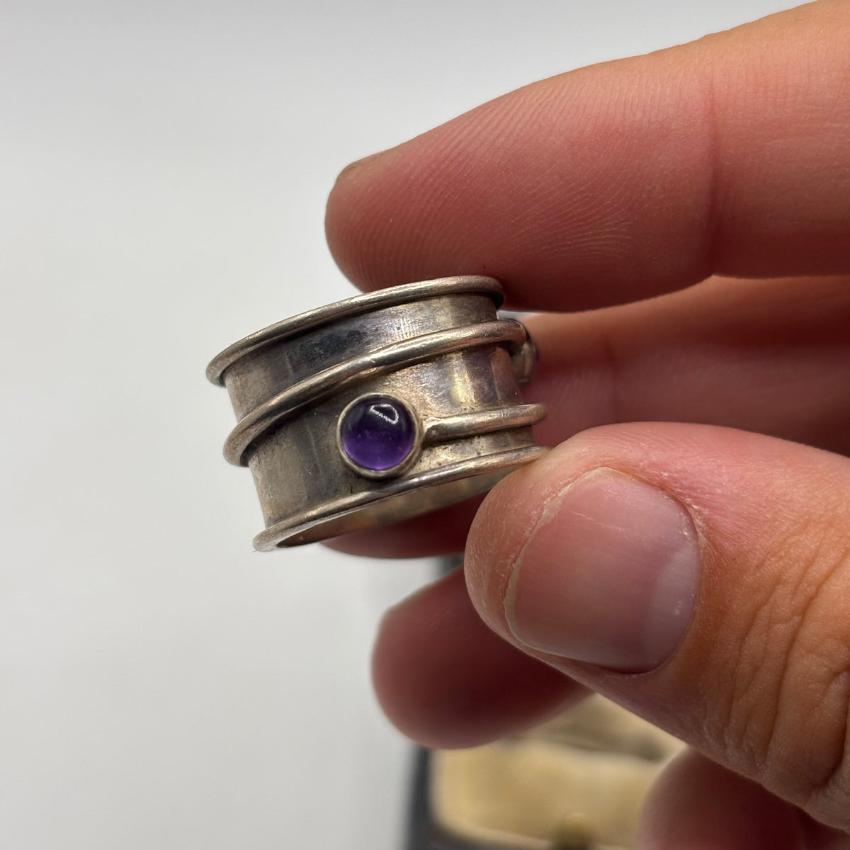 Silver Chunky Amethyst Ring (R)