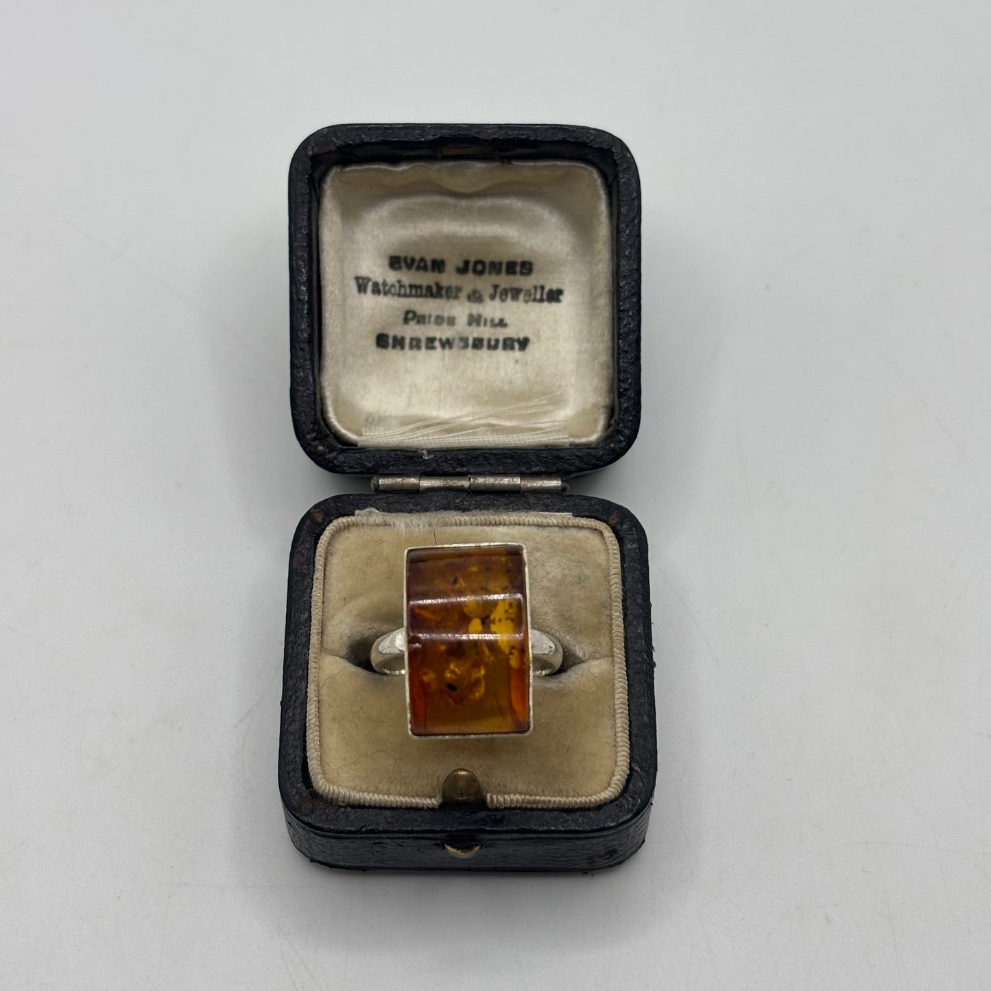 Silver Amber Ring