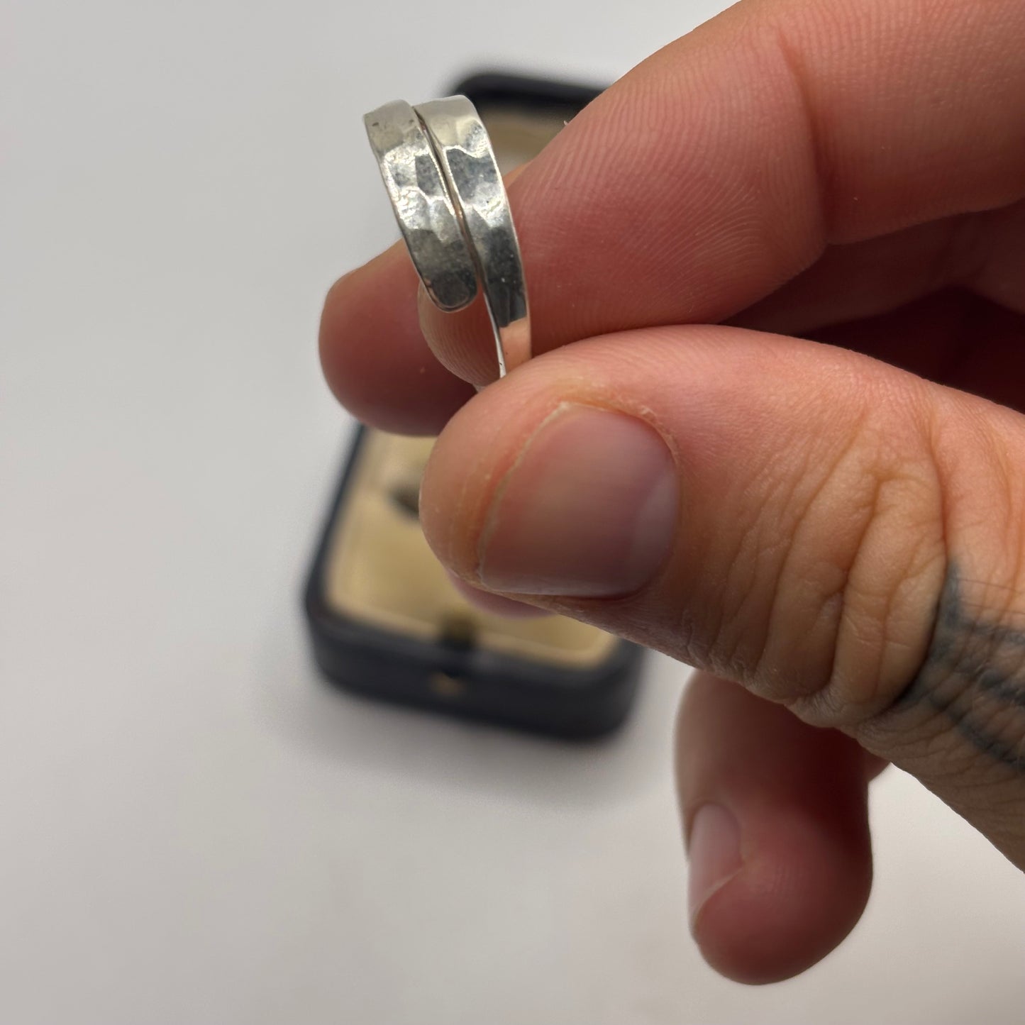 Silver Hammered Band Ring