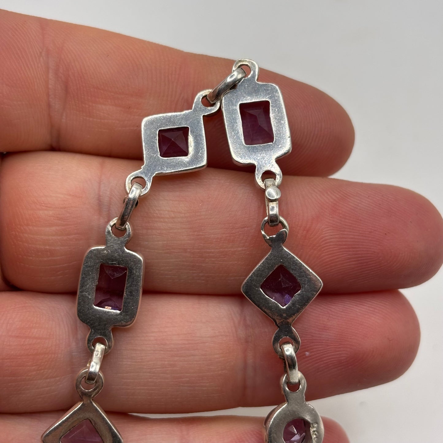 Silver 7-8” Amethyst Bracelet