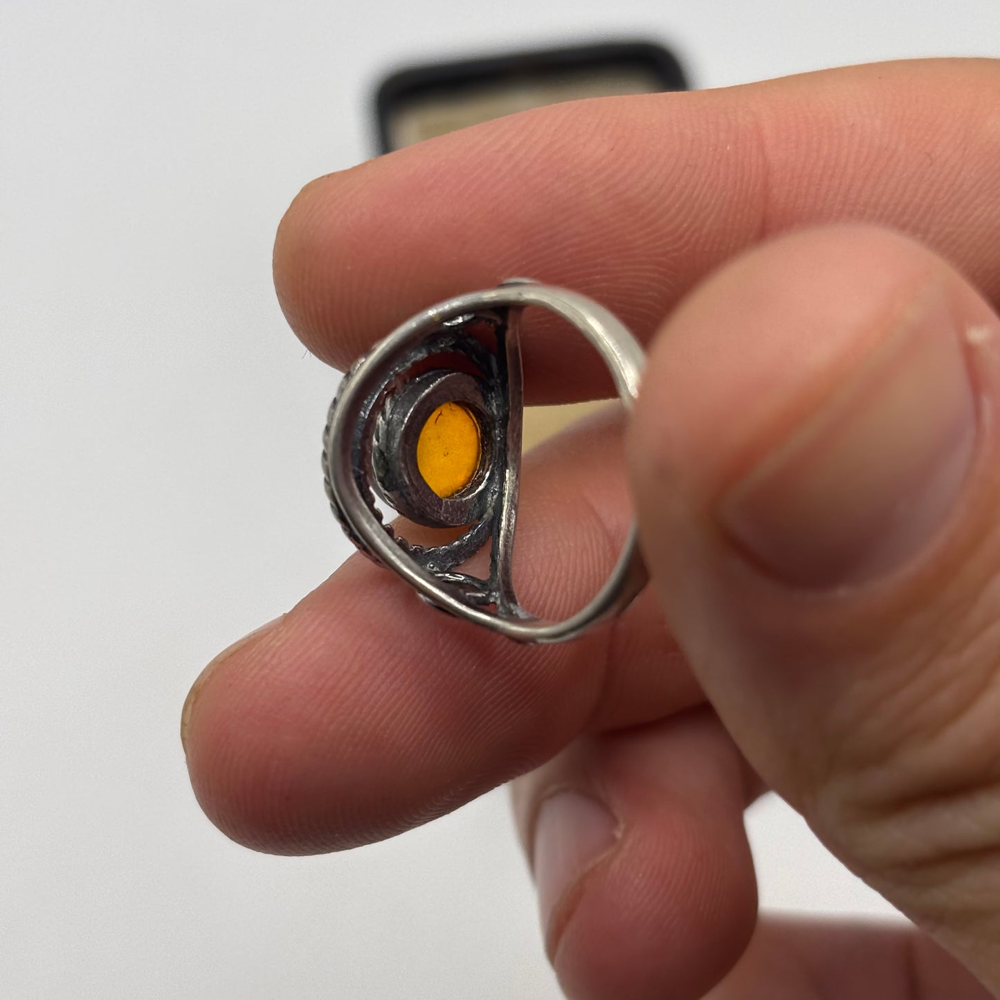 Silver Amber Ring