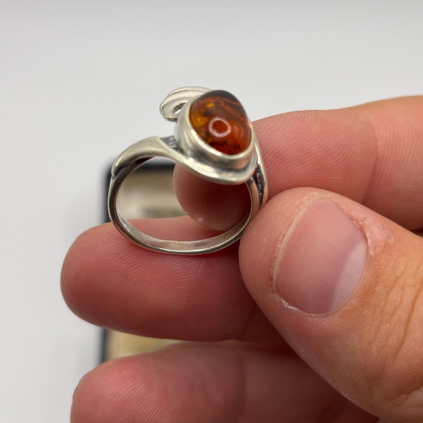 Silver Amber Ring (P)