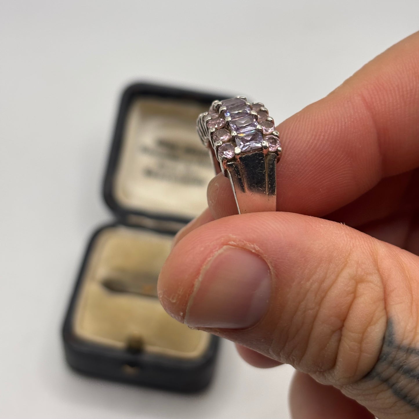 Silver Amethyst & Pink CZ Ring